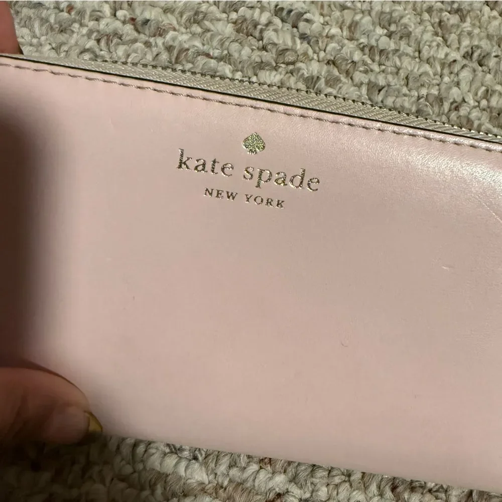 Kate Spade Large Continental Light Rose Pink Gold Leather Wallet